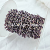 Amethyst Beaded Chain, Wire Wrapped Chain, Rosary Bead Chain, Amethyst Gemstone Chain, Jewelry Making Chain – SELLING BY FOOT